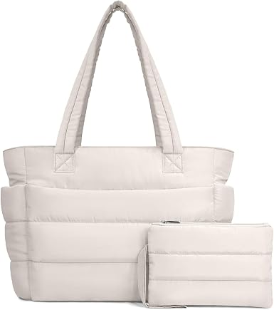 Lightweight Quilted Puffer Tote Bag for Women, Travel & Work
