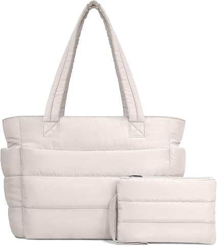 Lightweight Quilted Puffer Tote Bag for Women, Travel & Work