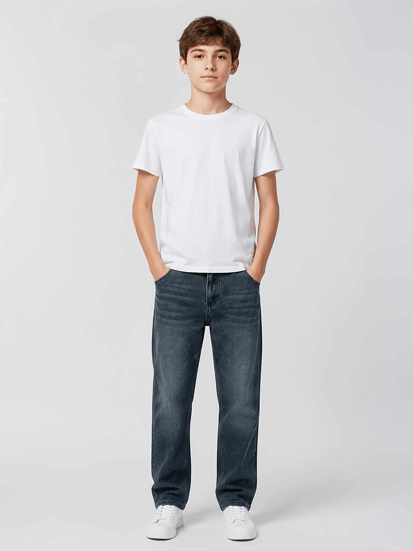 Teen Boys' Y2K Loose Fit Denim Jeans Mid Waist Casual Style