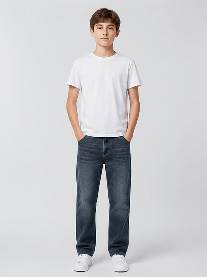 Teen Boys' Y2K Loose Fit Denim Jeans Mid Waist Casual Style