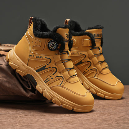 ZQBOBING Men'S Winter Hiking Boots - Slip-Resistant Traction, All-Season Outdoor Trekking Shoes with Cushioned EVA Insole - Lightweight Ankle Support for Mountain Climbing, Snowshoeing, Everyday - Brown/Black Accent - Lace-Up