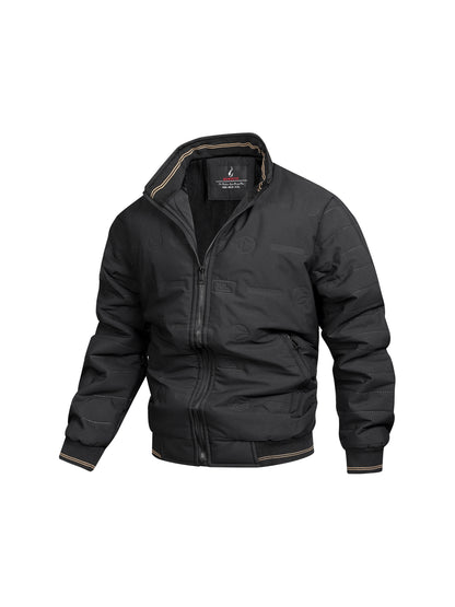 Men's Retro Winter Jacket with Detachable - Stand Collar Coat, Machine Washable Tan/Brown Outer & Black Inner, Golden-Tone Zipper Closure for Cold Weather (No-Stretch Fabric) - Casual & Formal Outerwear, Winter Clothes For Me