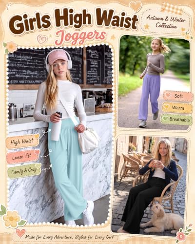 Girls' Wide Leg Pants 5-Pack Stretchy & Comfortable