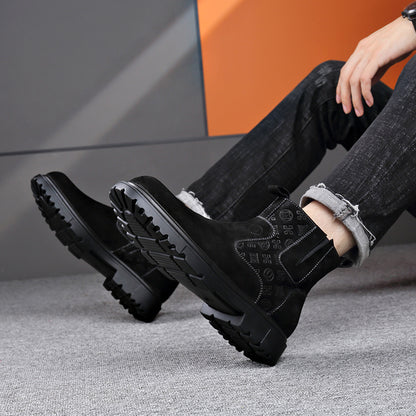 Men's Genuine PU Snow Boots with Plush Lining & Zipper