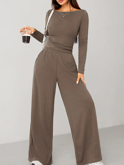 Relaxed Fit Women's Flared Pants Two-Piece Fashion Irregular Home Set