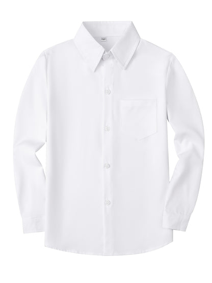 Boys' Classic Casual Long Sleeve Woven Shirt with Pocket