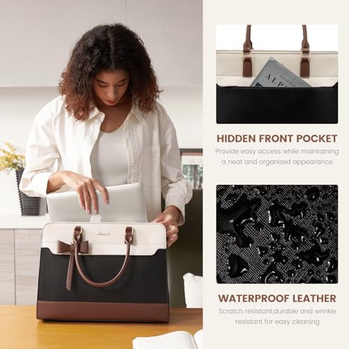 Women’s Leather Laptop Tote Bag Waterproof Business Briefcase
