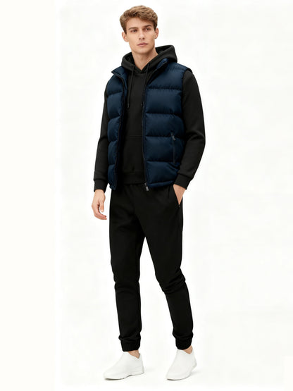 3pcs Vest Casual Set for Men Men's Casual Cartoon Drawstring Pocket Hoodie and Sports Drawstring Trousers Matching Set