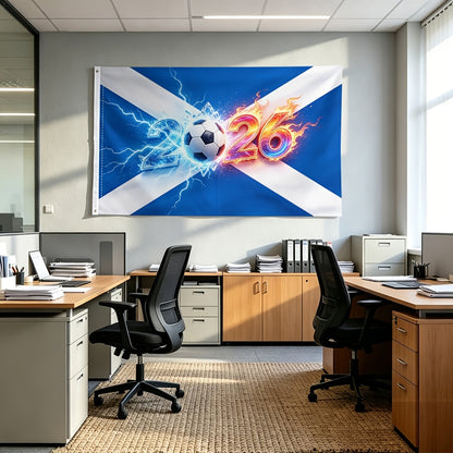 Scotland 2026 Football Flag with Lightning Flame Pattern
