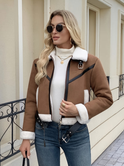 Women's Elegant Thick coats - Structured non-stretch outerwear, Zipper Closure, Machine Washable Winter Jacket for Fall/Winter, Chic Cold Weather Outerwear for Everyday & Formal Events, Fall Coat, Highquality Fabric, Durable