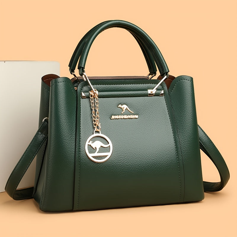 Elegant Women's Fabric Handbag with Metal Accents - Versatile Style