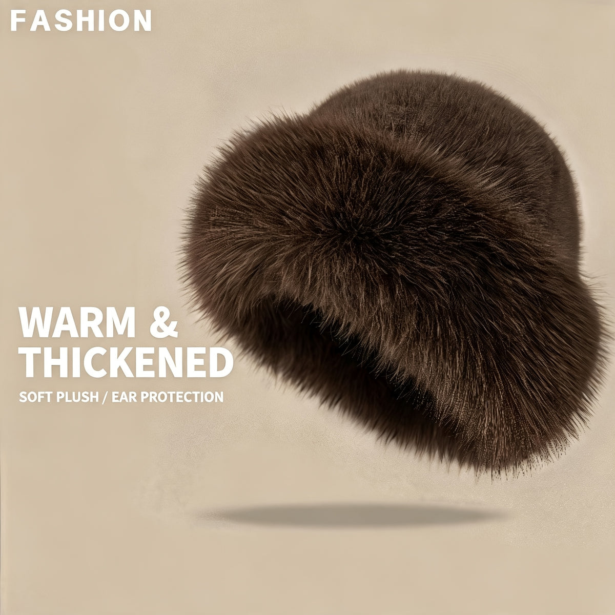 Women's Faux Fur Winter Bucket Hat, Soft Warm Thermal Hat
