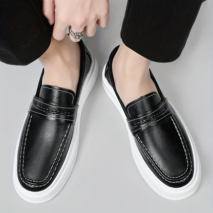 Men's All-Season Casual Loafers Slip-On Split Leather Shoes
