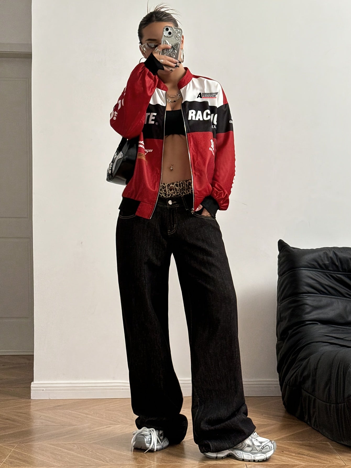 Women'S Elegant Streetwear Jacket - & Color Block Coat with Stand Collar, Loose Fit Long Sleeve Outerwear for Everyday & Formal Outfits - Spring/Fall, Spring Outerwear, Spring Fashion, Stylish Coat, Trendy Coat, Fashion Lover