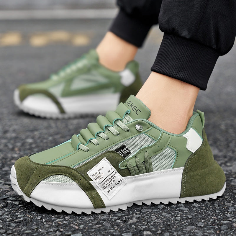 Men's Fashionable Platform Sneakers, Suitable for All Seasons, Available in Green, Black, and White. These Casual Sneakers Are Ideal for Walking and Everyday Use - ayq