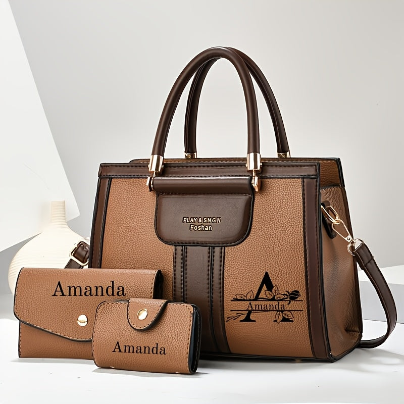 Vintage Red 3-Piece Mother-Daughter Bag Set with Custom Name