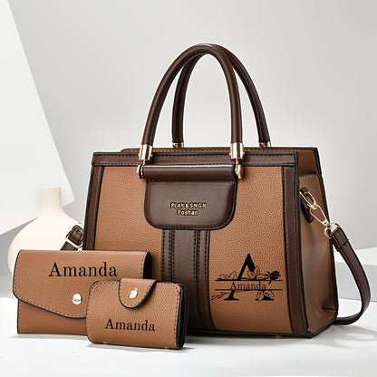 Vintage Red 3-Piece Mother-Daughter Bag Set with Custom Name