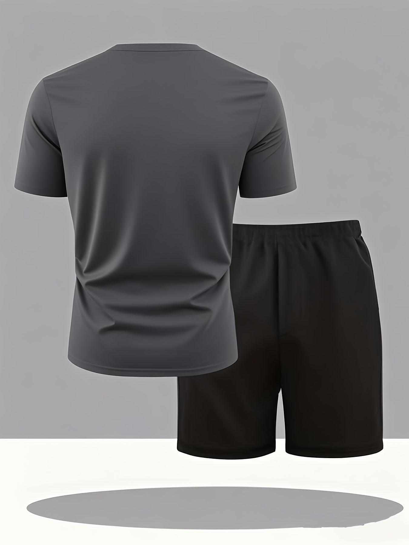 Summer Men'S Casual Sports Short Sleeve T-Shirt and Shorts Set, Comfortable Breathable, Suitable for Outdoor Jogging Running Fitness, Bench. Letter Print Design - 2pcs