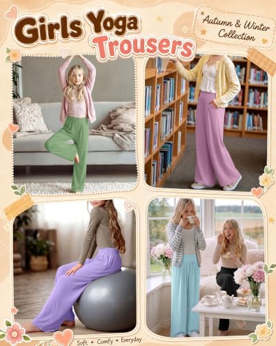 Girls' Wide Leg Pants 5-Pack Stretchy & Comfortable