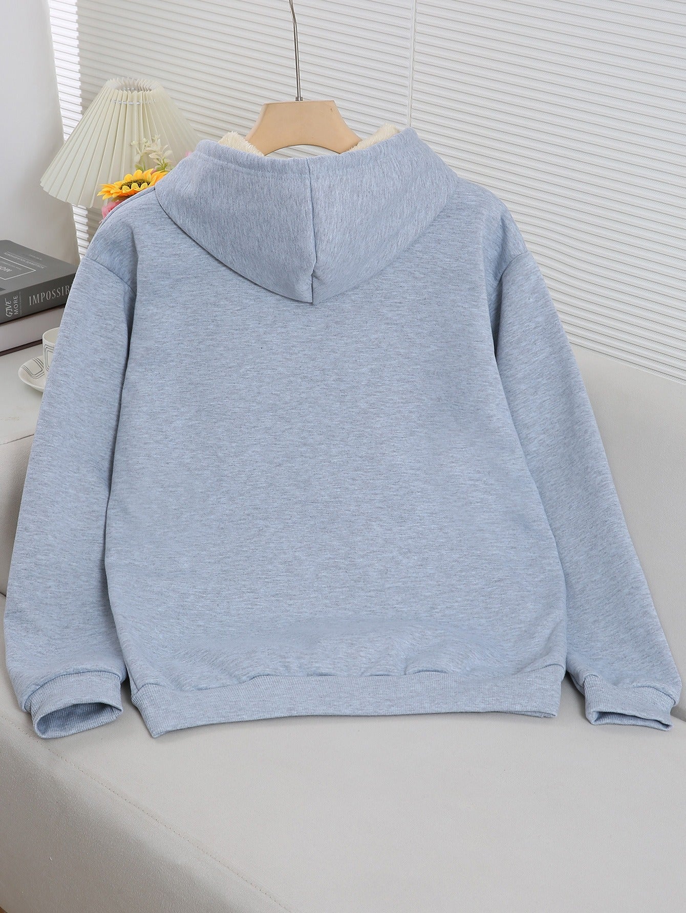 Women'S Plush Fleece-Lined Hooded Sweatshirt with Bear Print & Zipper Closure - Cozy Winter Warmth, / Color Block Design, Soft Fleece Fabric, Casual Pullover for Fall & Winter, Autumn Winter Apparel | Hooded Sweatshirt | Zipp