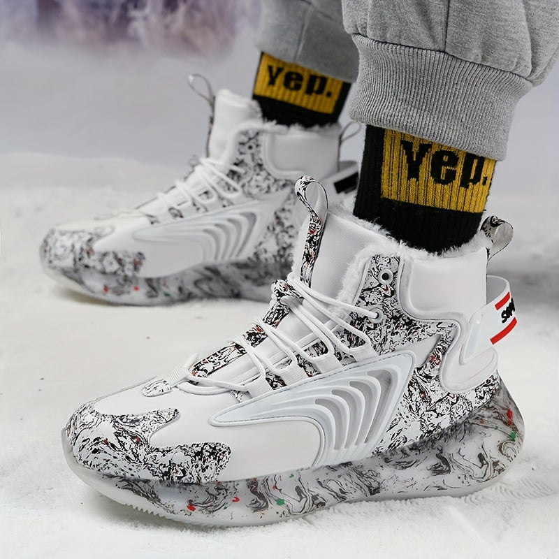 Men'S Winter Snow Boots with TPU Sole & Fleece - Heavy-Duty High-Top Ankle Support, Warm Thermal Insulation, Lace-Up Closure, Thick, Winter Boots, Cold Weather Footwear, Durable Traction Footwear, Outdoor Footwear, Rugged Des