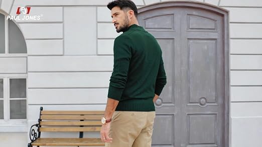 Men's Quarter Zip Pullover Sweater Casual Knit Top