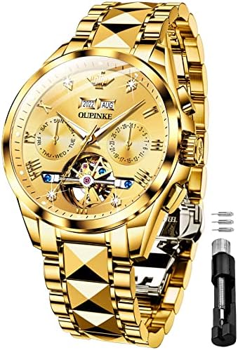 OUPINKE Gold Automatic Men's Dress Watch with Sapphire Crystal