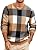 Men's Plaid Crew Neck Knit Sweater Long Sleeve Pullover