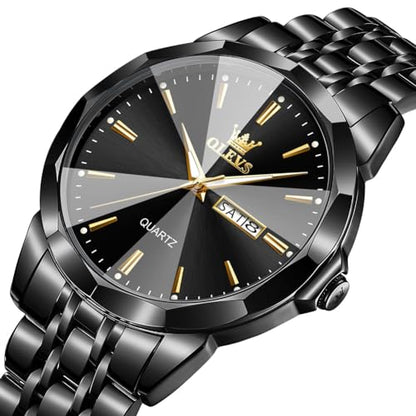 OLEVS Men's Two-Tone Luxury Analog Quartz Watch Blue