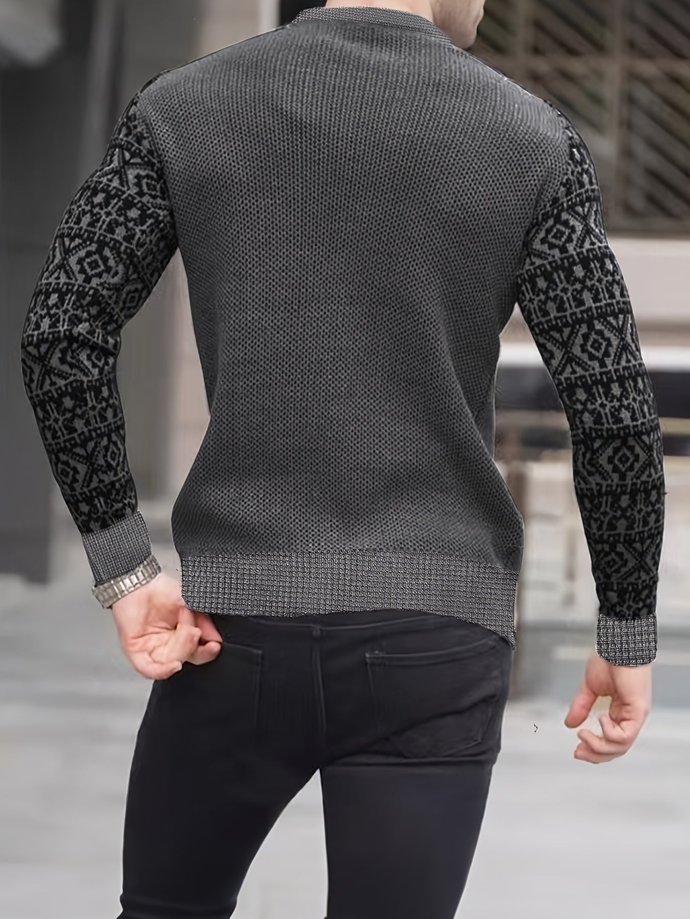Men'S Long-Sleeve T-Shirt in a Heavy Waffle Knit for Autumn, Perfect for Casual Wear