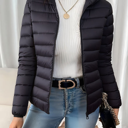 Women'S Hooded Jacket - Lightweight Warm Winter Coat with Non-Stretch Fabric, Elegant Commuter Style, Structured Fit for Everyday & Formal Outfits - Fall/Winter