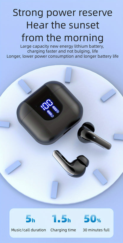 Wireless Headphones, Wireless 5.3 Earbuds, 13mm Speaker, 30H Playtime, Type-C Fast Charging Box, Stereo Wireless In-Ear Headset, Suitable for iPhone and Android In-Ear Headsets, Gaming Business Sports Headphone Mic