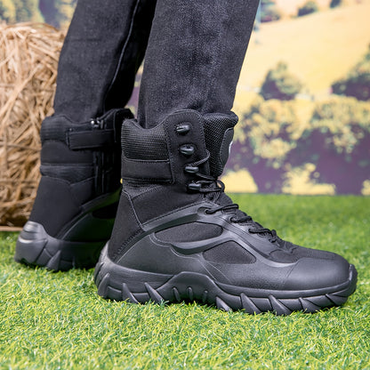 Men's High-Top Outdoor Hiking Boots with Fabric Upper