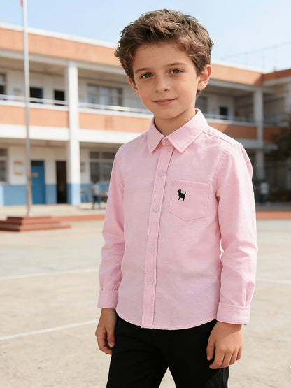 Boys' Preppy Long Sleeve Cotton Blend School Shirt