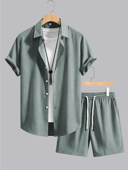 Men's Summer Casual Shirt & Shorts Set - Lightweight, Breathable