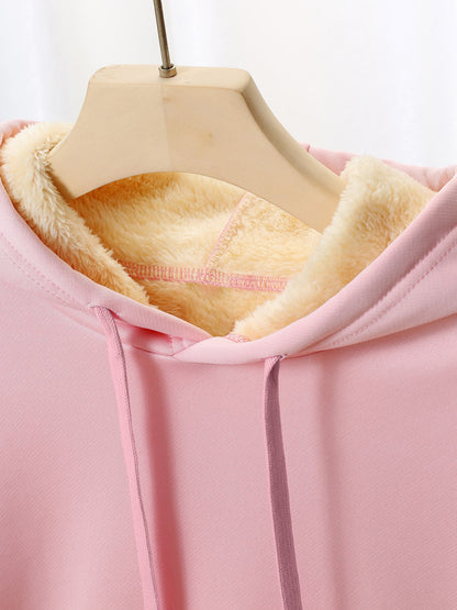 Women'S Winter Warmth Hooded Sweatshirt with Cute Snowman & Snowflake Print - Thick Fleece-Lined Long Sleeve Pullover, Cozy Casual Winter Sweater for Fall & Winter, Winter Sweatshirts, Seasonal Clothing, Playful Design, Soft