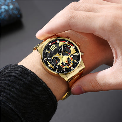 3pcs Men'S Watch, Belt, Wallet Set | Fashionable Sports, Business, Leisure, Gorgeous and Trendy, Specially Designed for Men, No Gift Box