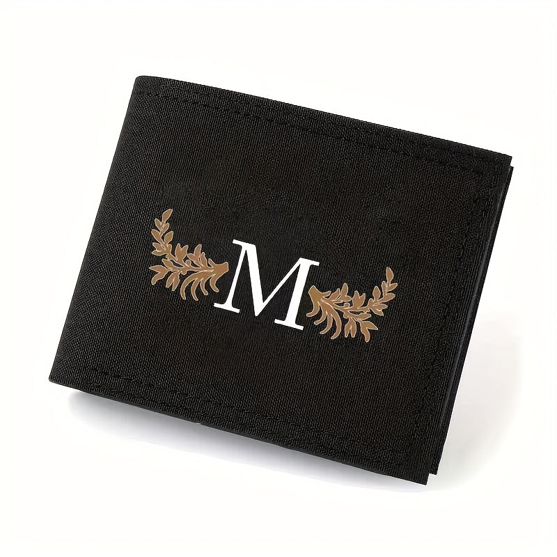 26 Letter Print Canvas Short Wallet - Open Bifold Wallet for Business and Casual Use, Perfect Gift for Men, Casual Wallet | Men's Wallet | Canvas Material
