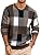 Men's Plaid Crew Neck Knit Sweater Long Sleeve Pullover