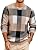 Men's Plaid Crew Neck Knit Sweater Long Sleeve Pullover