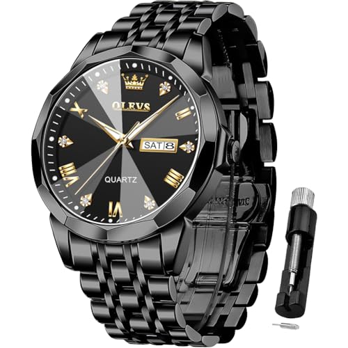 OLEVS Men's Two-Tone Luxury Analog Quartz Watch Blue