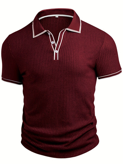 Men's Summer Casual Polo Shirt with Contrast Collar