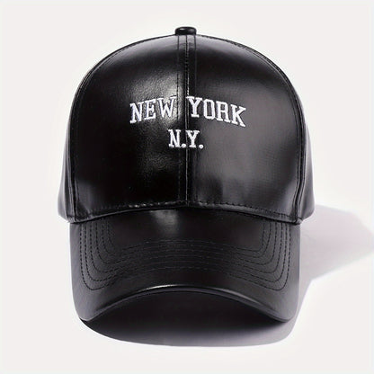 Unisex PU Leather Baseball Cap Adjustable Breathable Style