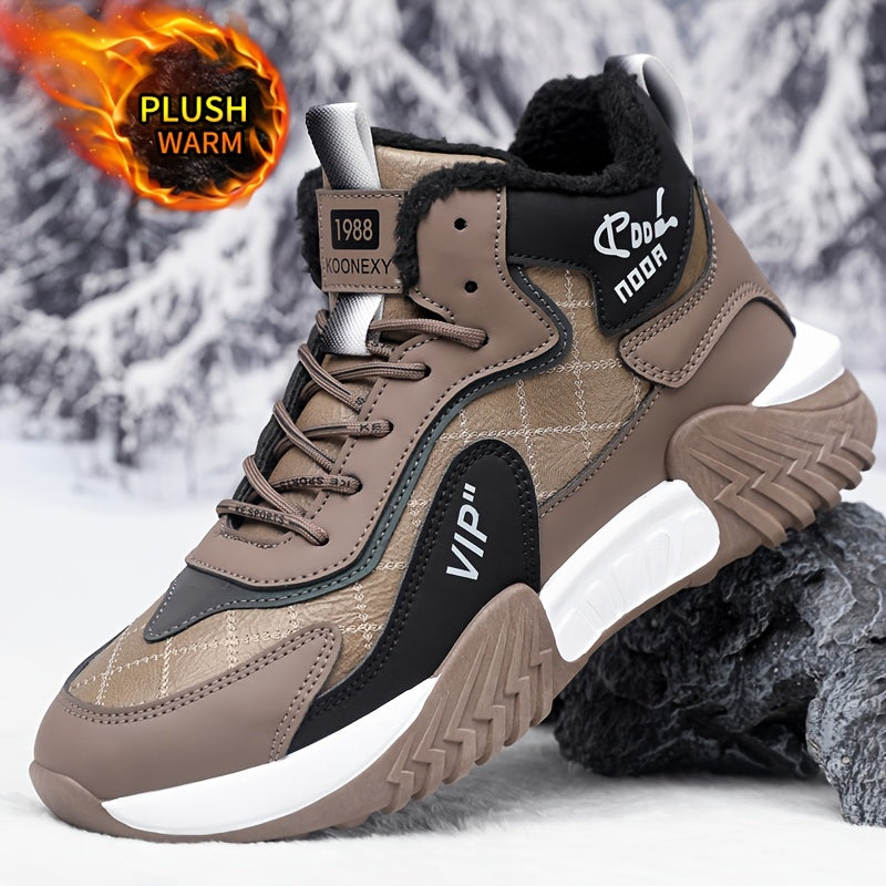 Men's Winter Fleece Ankle Boots Warm Non-Slip Casual Shoes