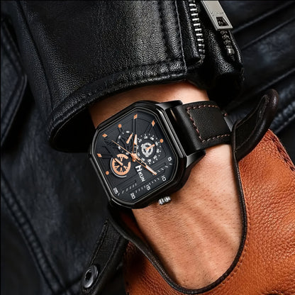 5pcs Men'S Luxury Casual Business Style Gift Set - Black Faux Leather Watch, Fashion Wallet, Everyday Belt, Glasses, Keychain - Ideal for Valentine's, Thanksgiving, Christmas