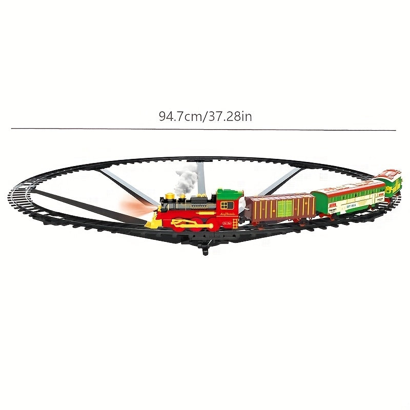 Electric Christmas Train Set | Hanging Christmas Tree Decoration, Indoor & Outdoor Use, Battery Powered, Weather Resistant, Suitable for Children, Red, Green - QWK Brand