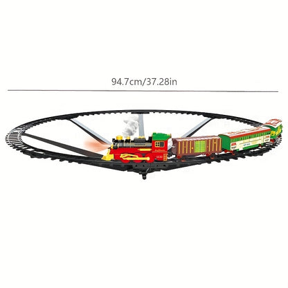 Electric Christmas Train Set | Hanging Christmas Tree Decoration, Indoor & Outdoor Use, Battery Powered, Weather Resistant, Suitable for Children, Red, Green - QWK Brand