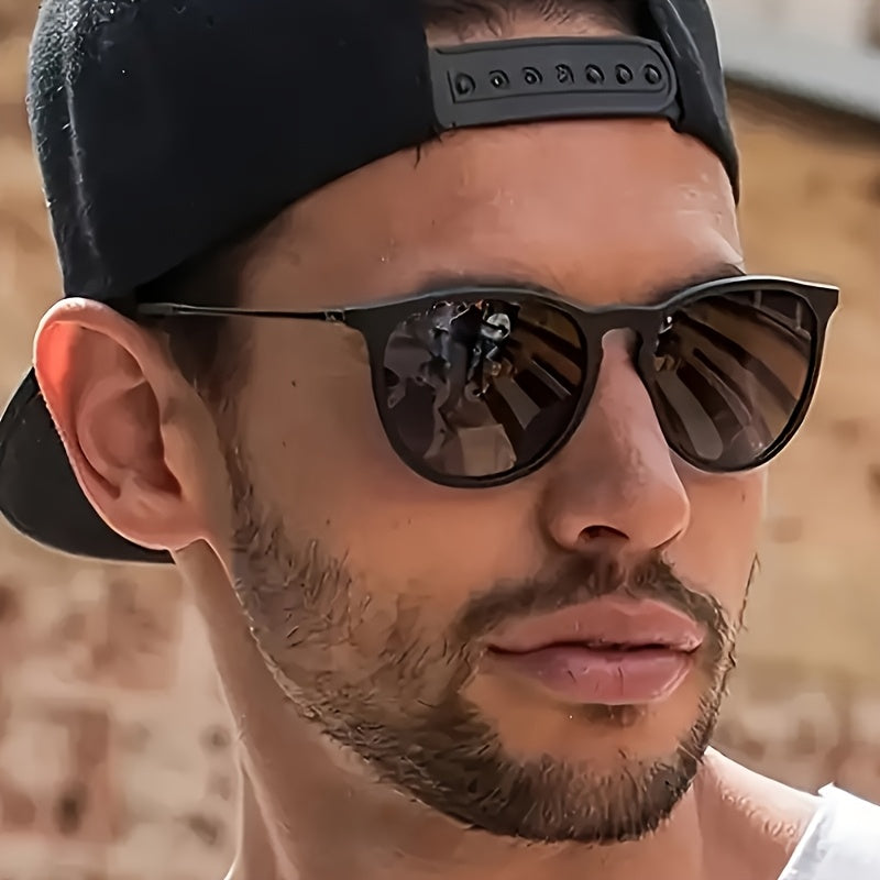 Round-Frame Casual Sunglasses with UV400 Protection for Everyday Wear