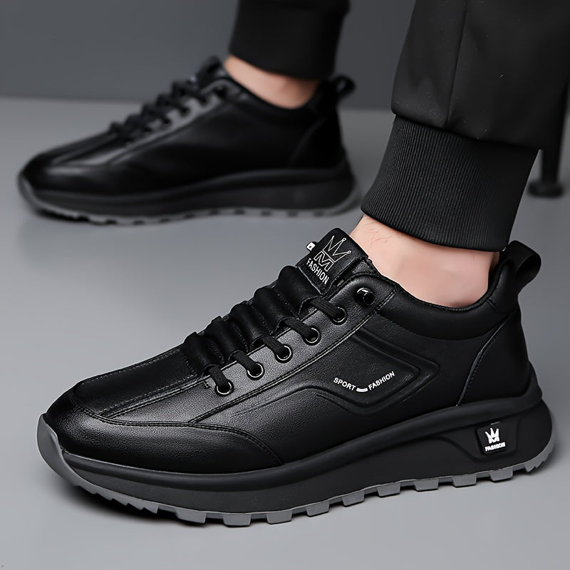 Men's Business Casual Sneakers Low Top Microfiber Leather