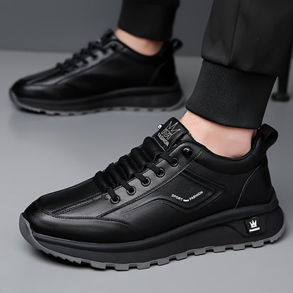 Men's Business Casual Sneakers Low Top Microfiber Leather